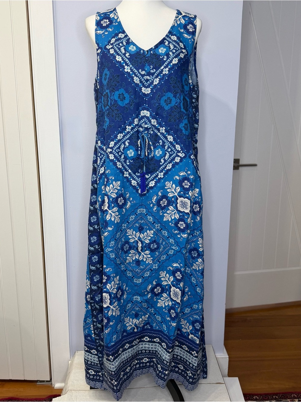 Johnny Was Drawstring Tank Dress Patchwork design. Size M. NEW!